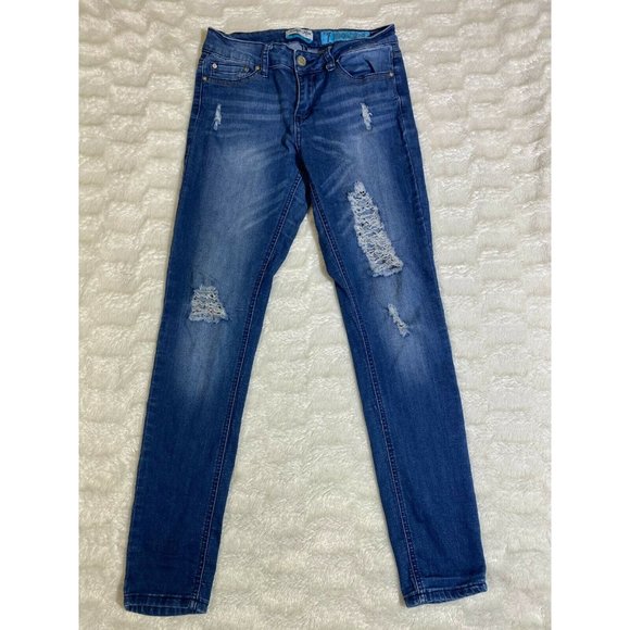 Indigo Rein Distressed Jeans Size 7 Women's 28x29 - Picture 2 of 11